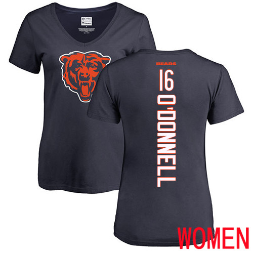 Chicago Bears Navy Blue Women Pat O Donnell Backer NFL Football #16 T Shirt